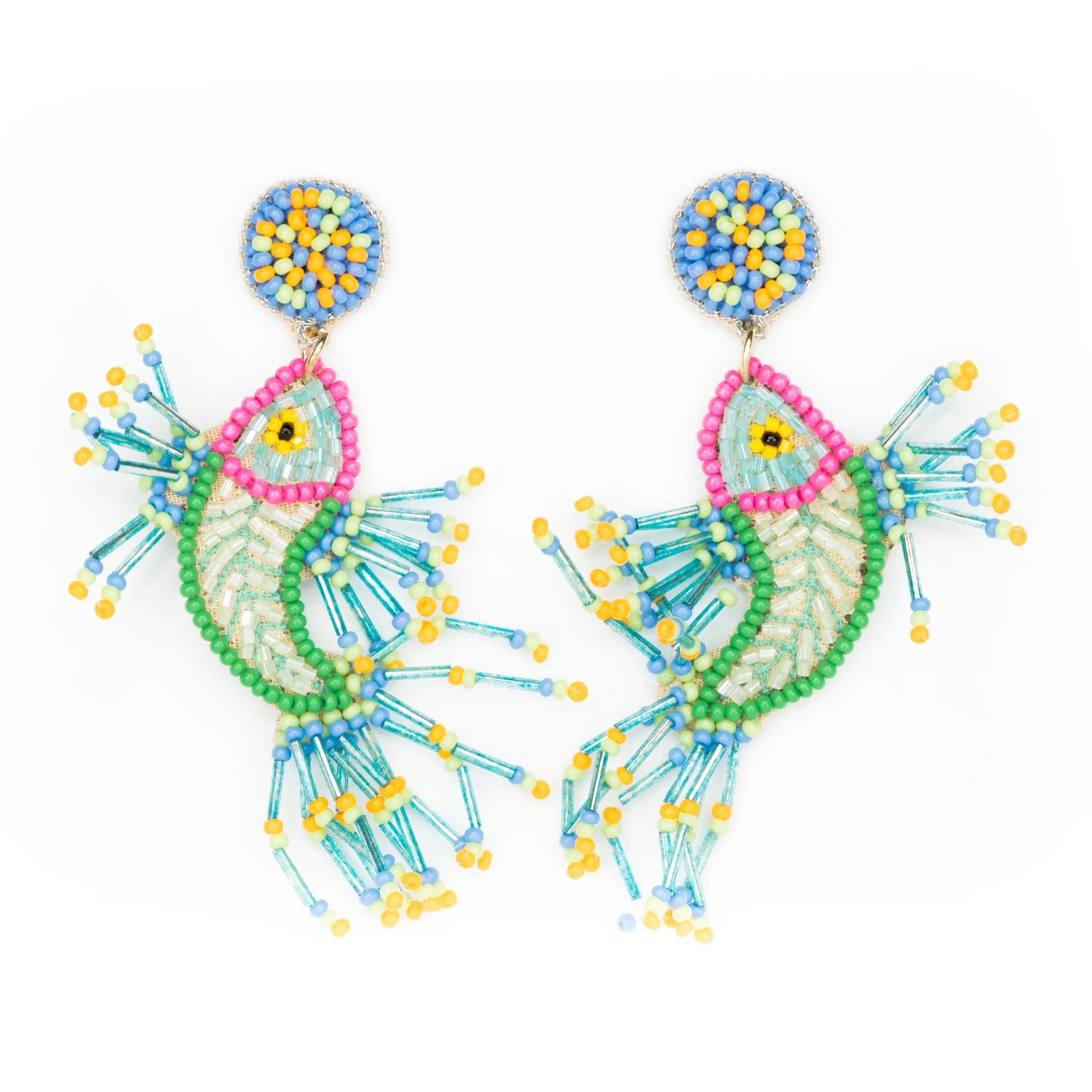 Colorful Fish Beaded Earrings