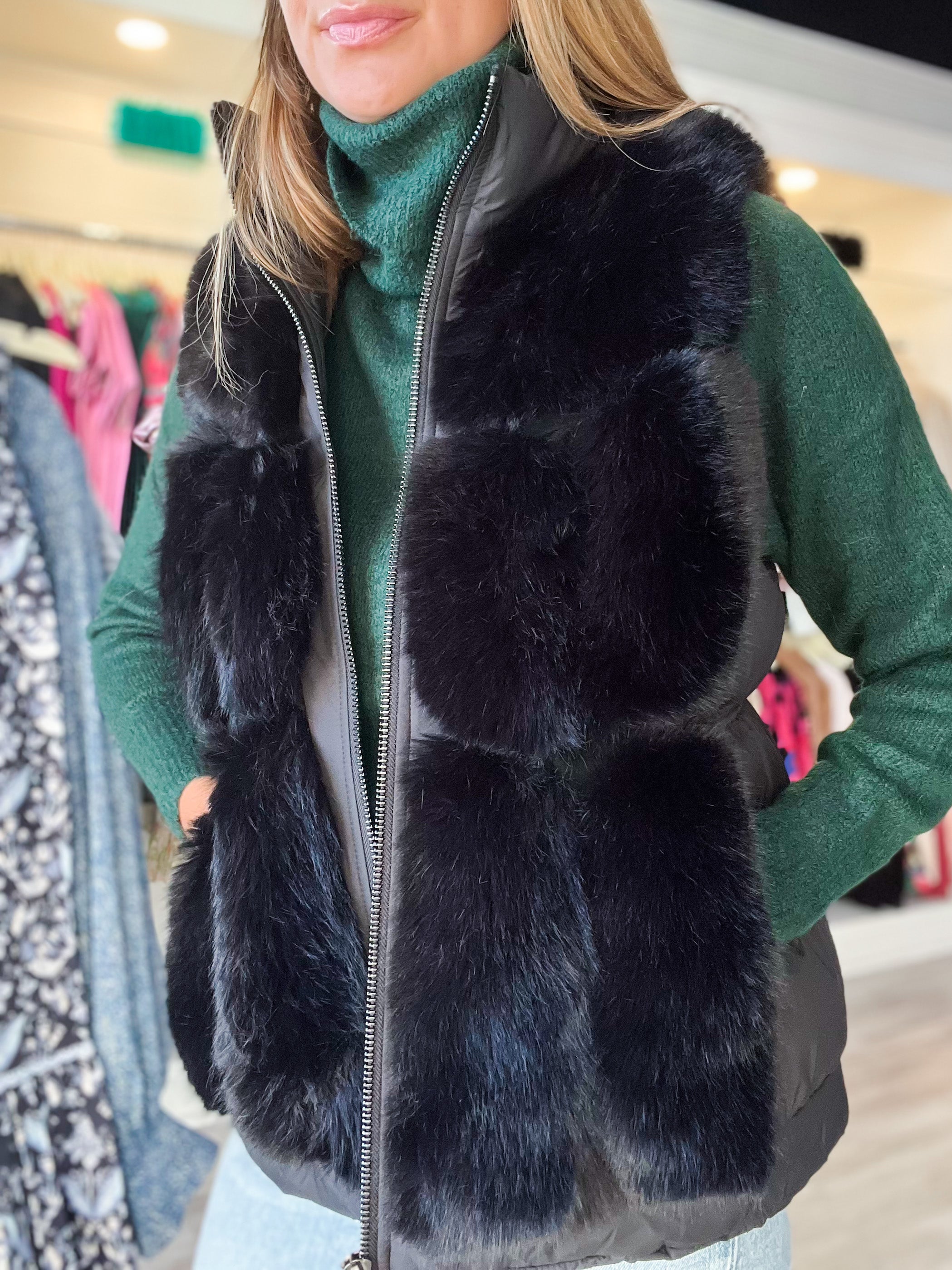 Faux Fur Trim Vest