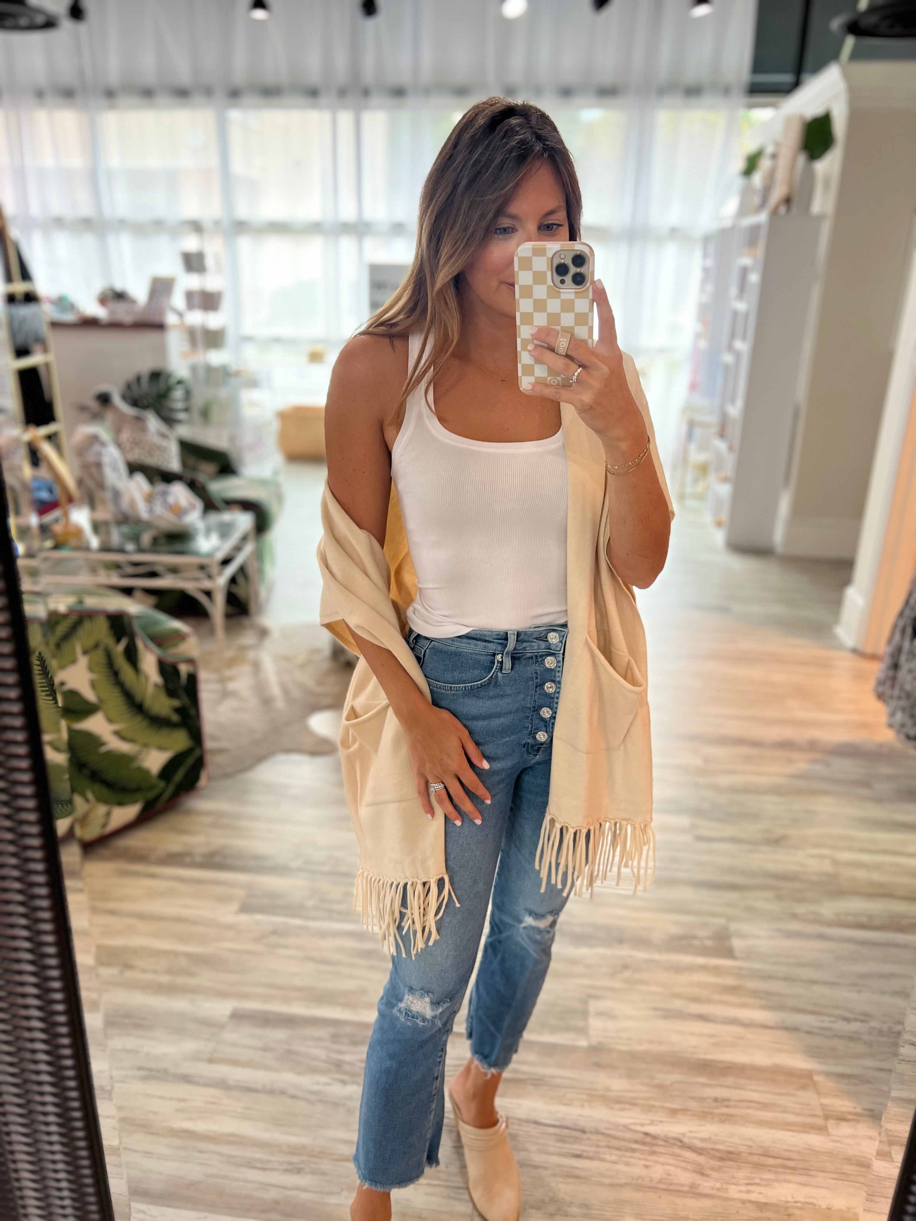 Valeria Square Neck Tank in White