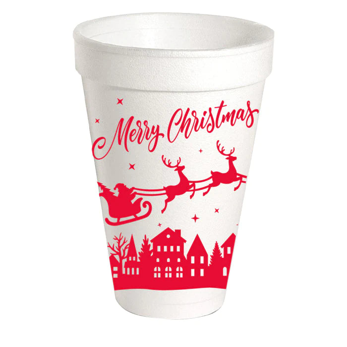 Santa Merry Christmas Styrofoam Cups