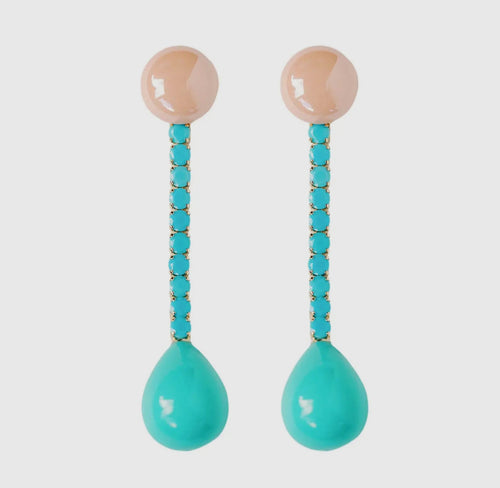Turquoise Coral Swing Earrings