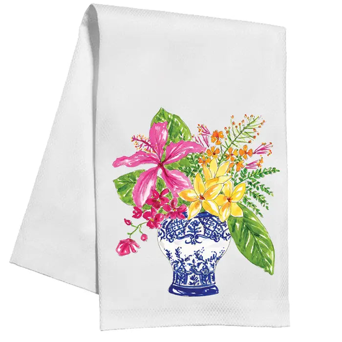 Blue and White Ginger Florals Kitchen Towel