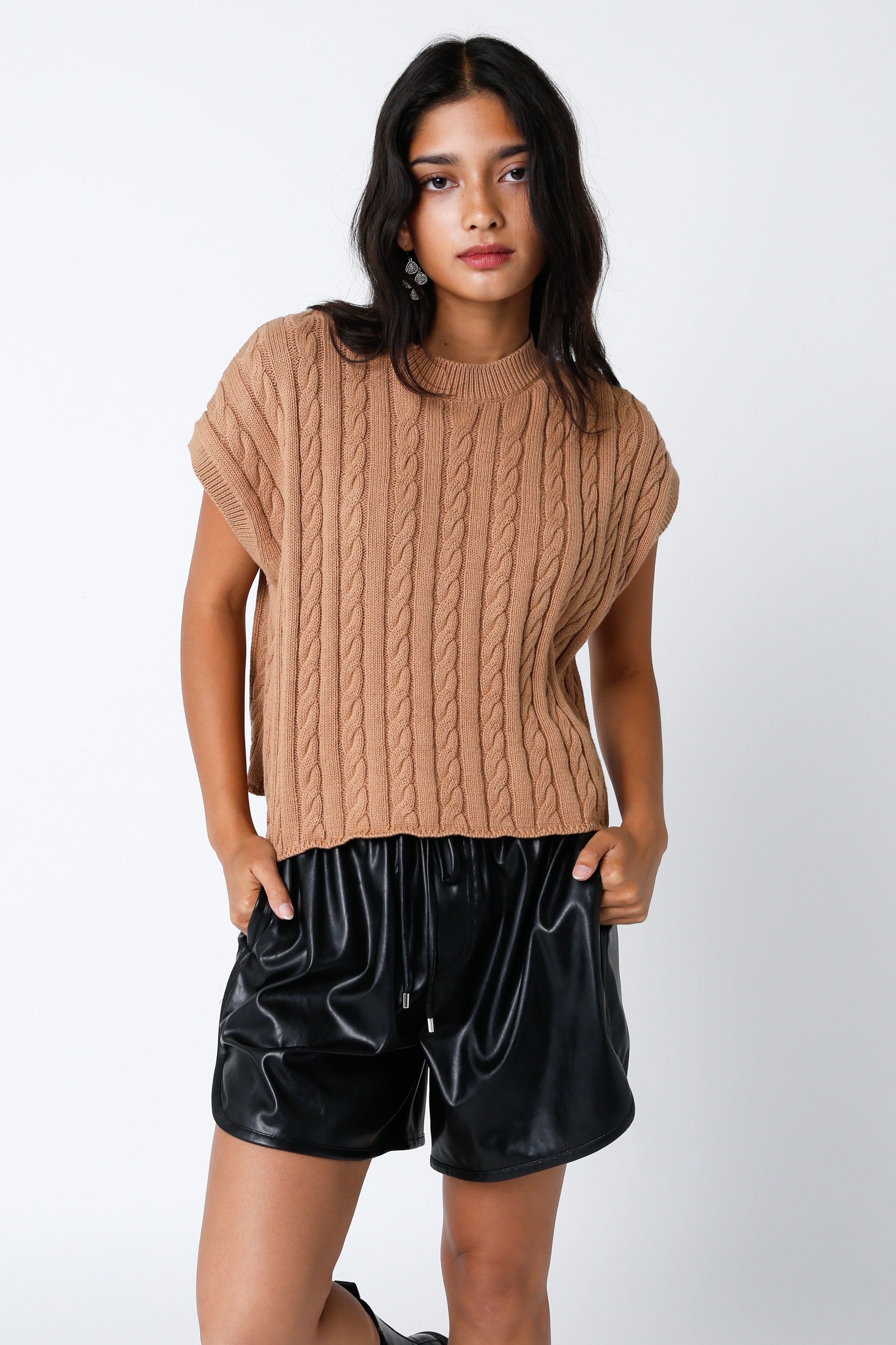 Alina Sweater Vest in Camel
