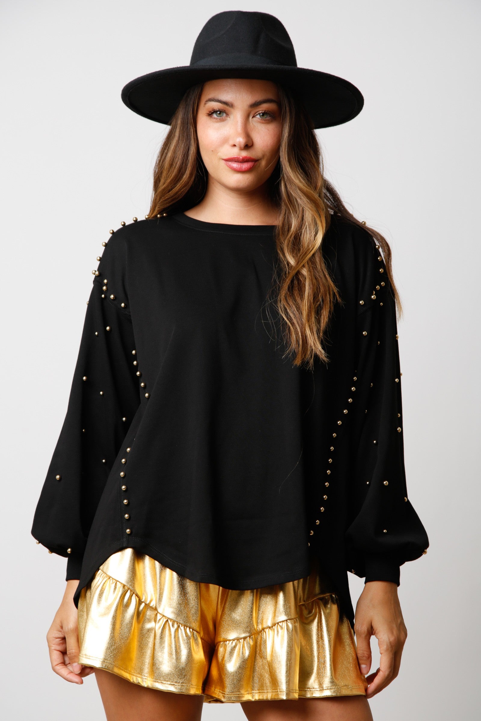 Studded French Terry Pullover