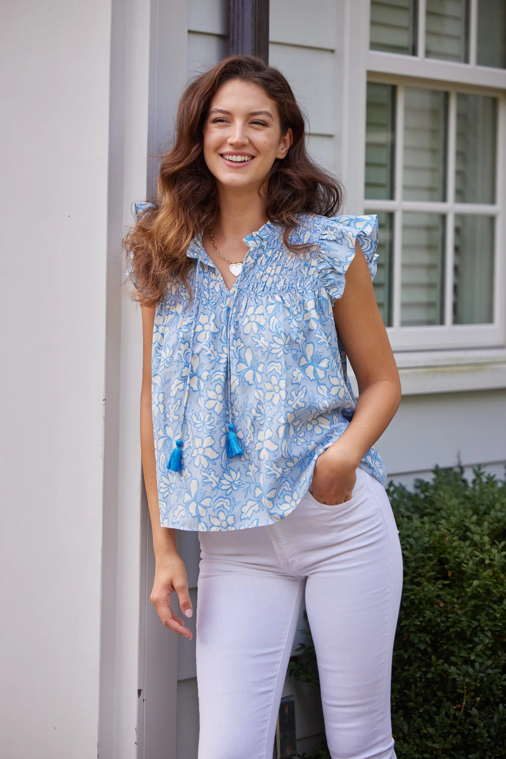 Periwinkle Flutter Floral Top