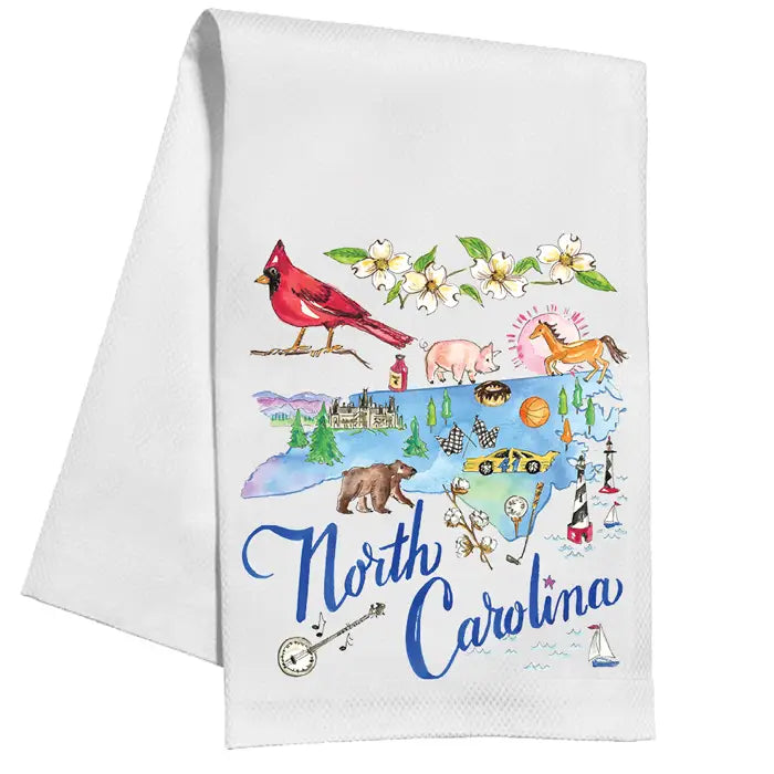 Handpainted North Carolina Tea Towel