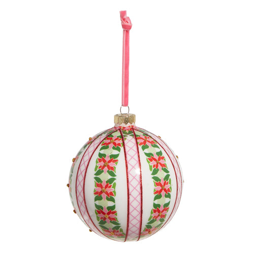 Stripe Poinsettia Ornament