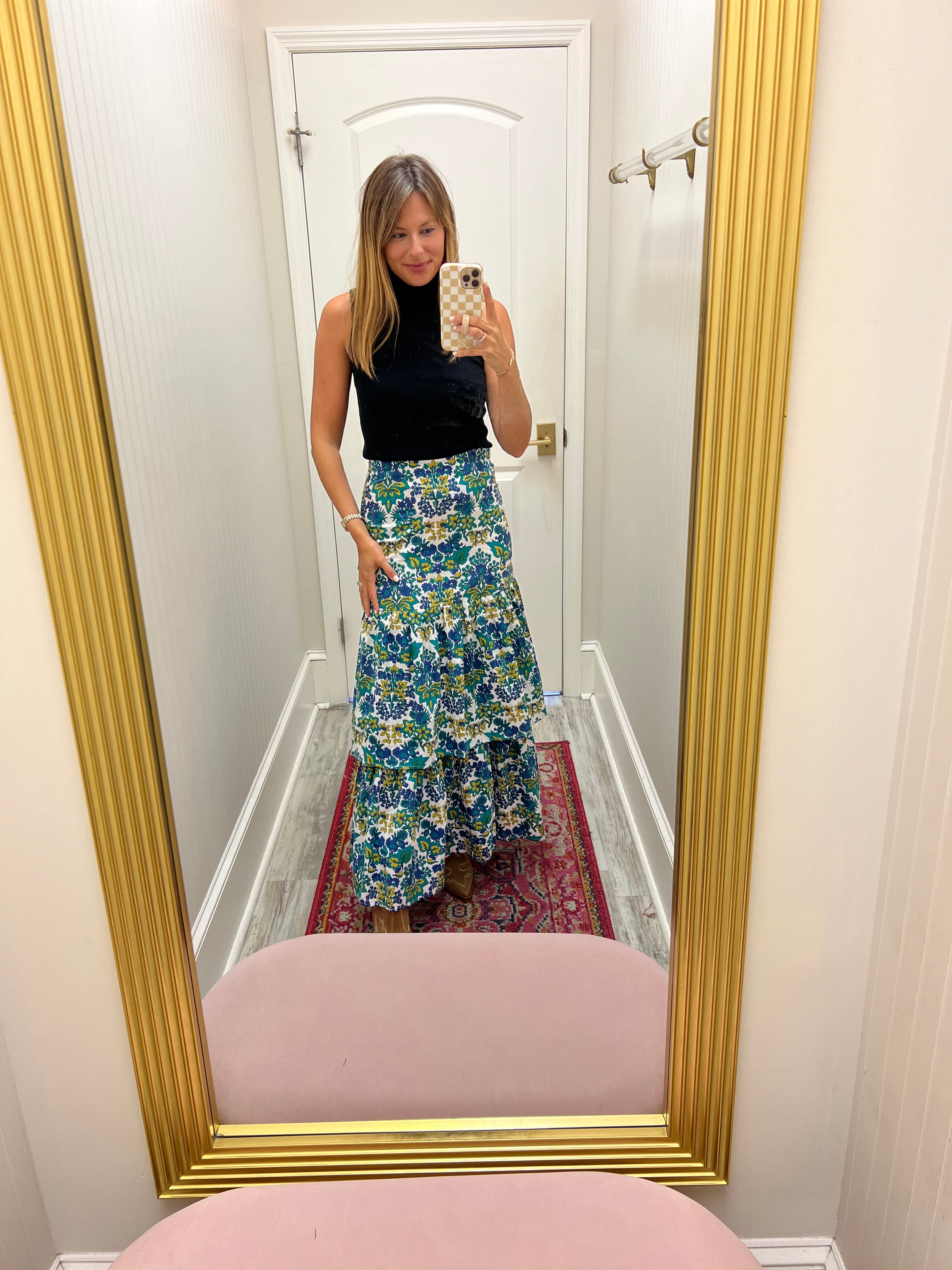 Amelia Skirt in Teal Print