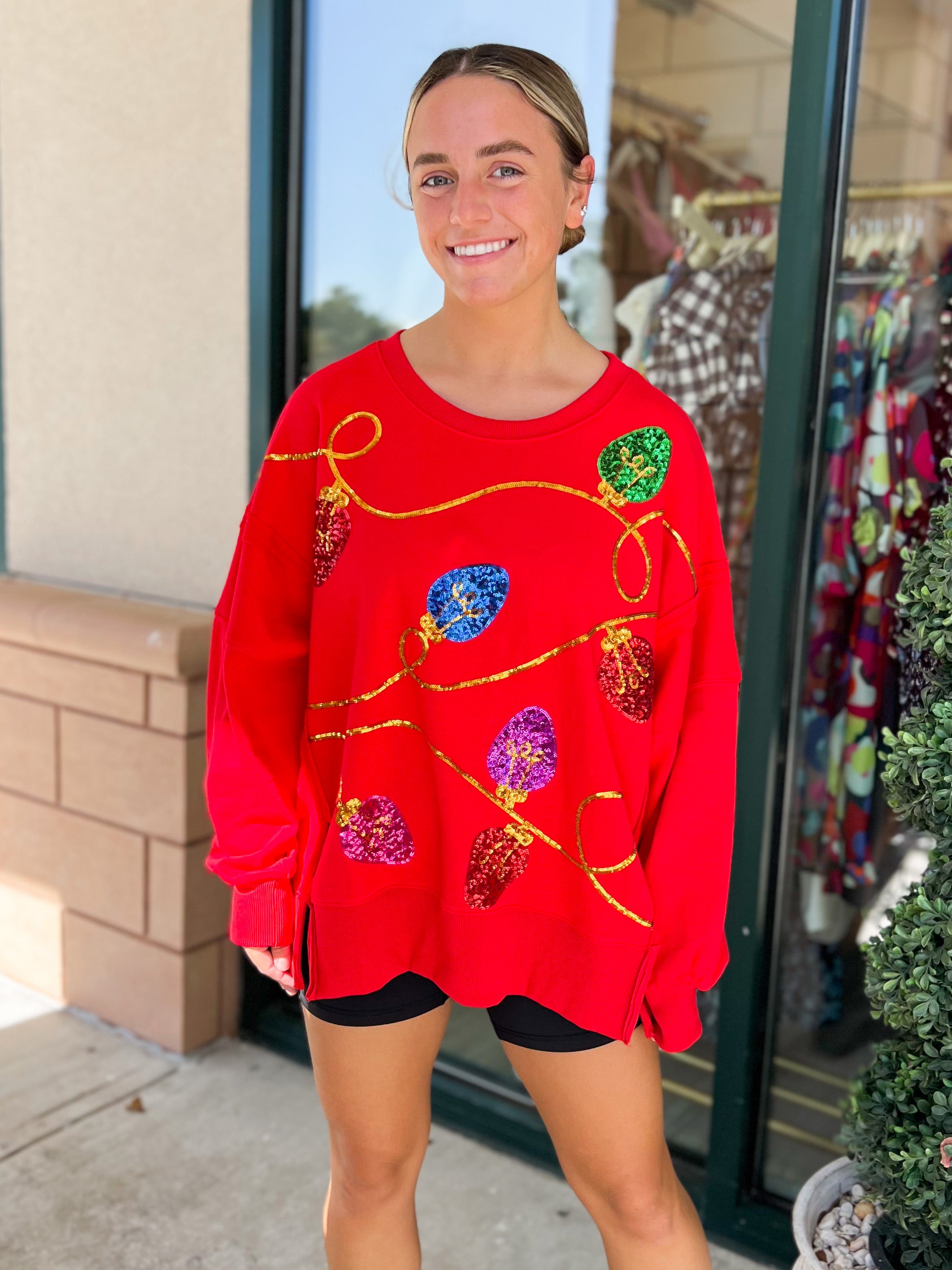 Christmas Lights Sequin Sweater