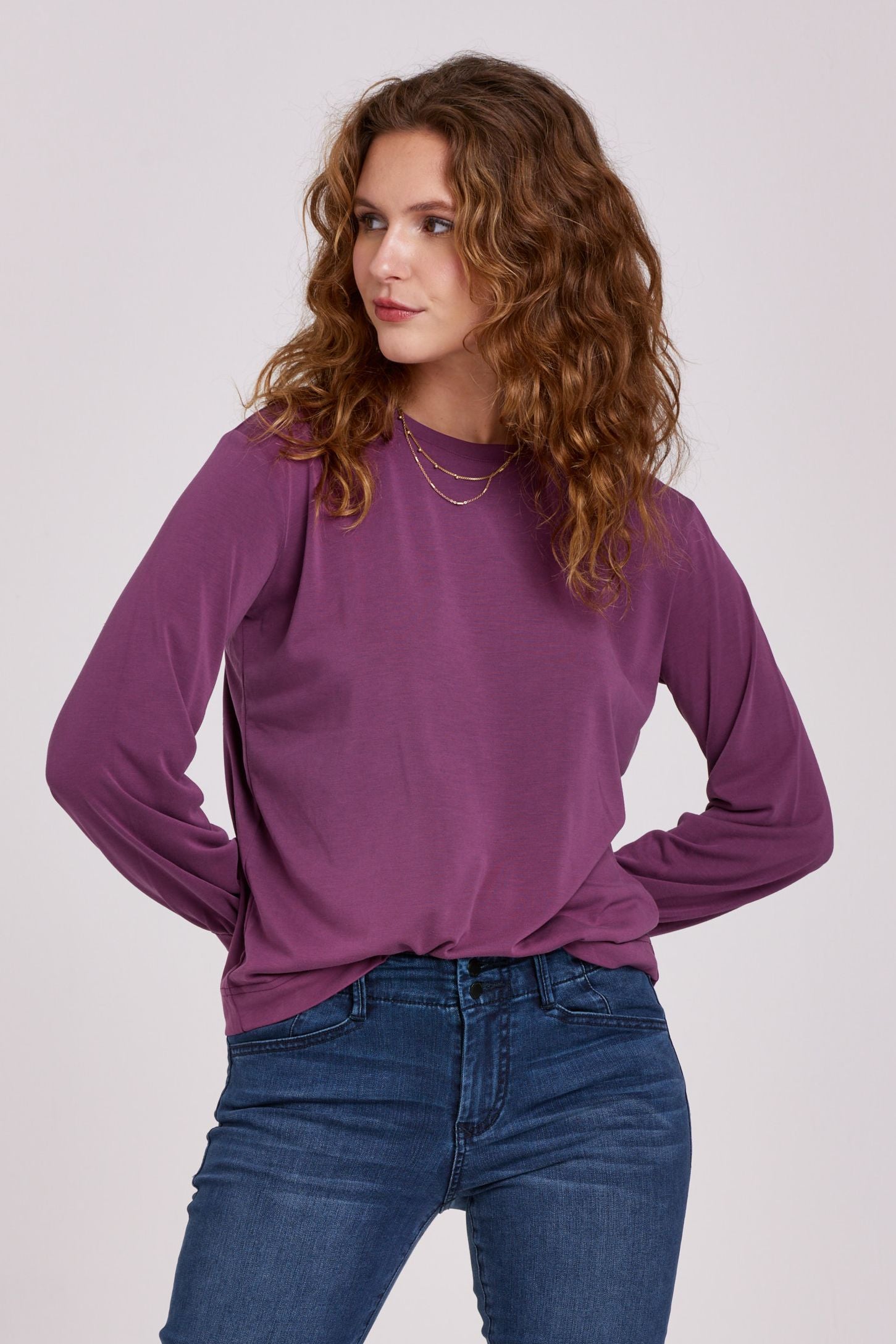 Matilda Long Sleeve Tee in Amethyst