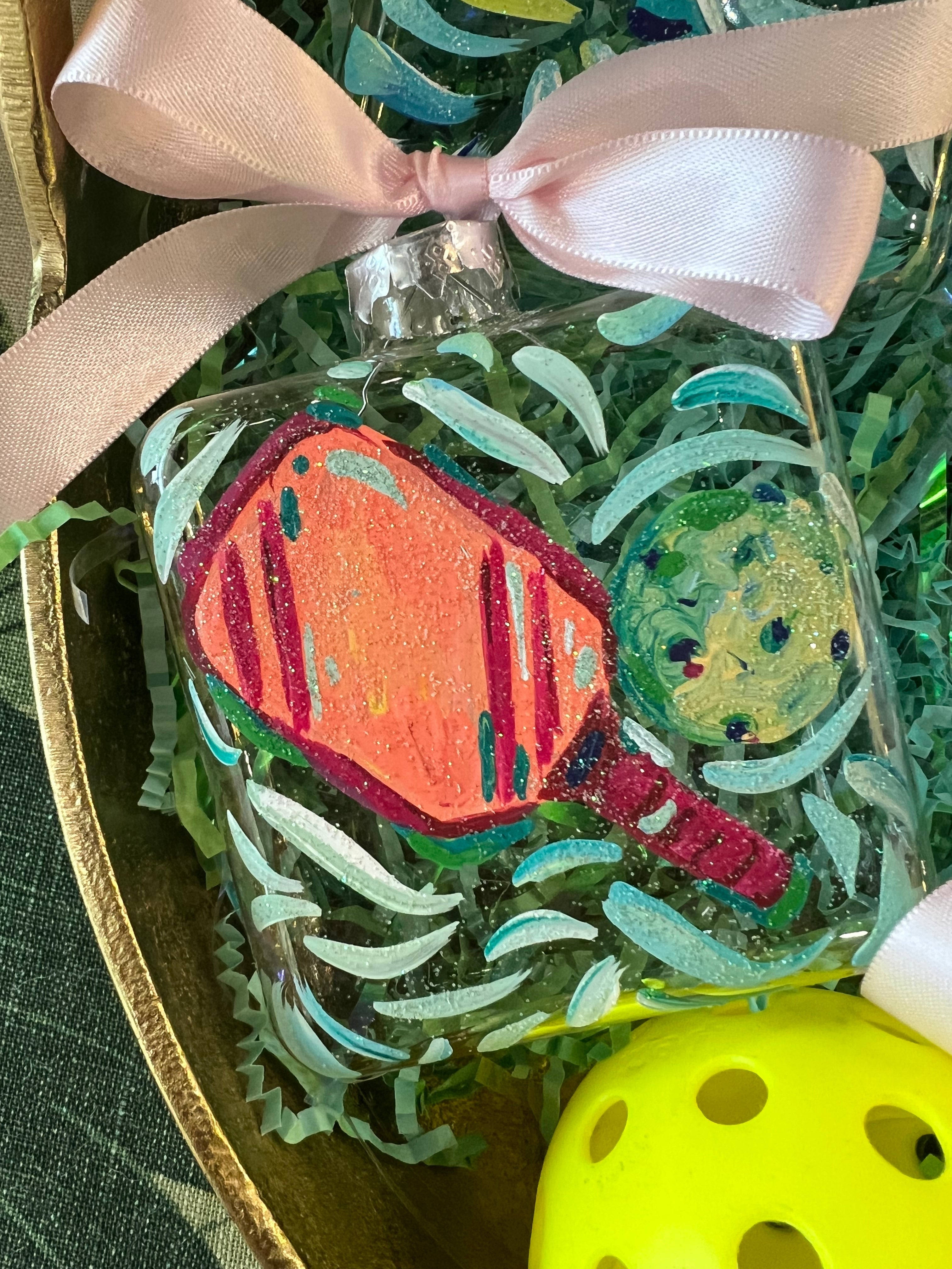 Pickleball Glass Ornament