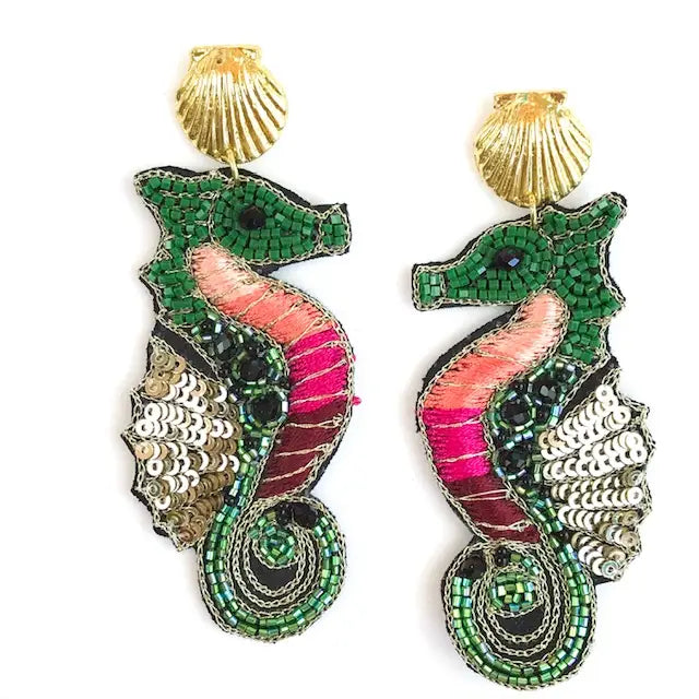 Beaded Seahorse Earrings