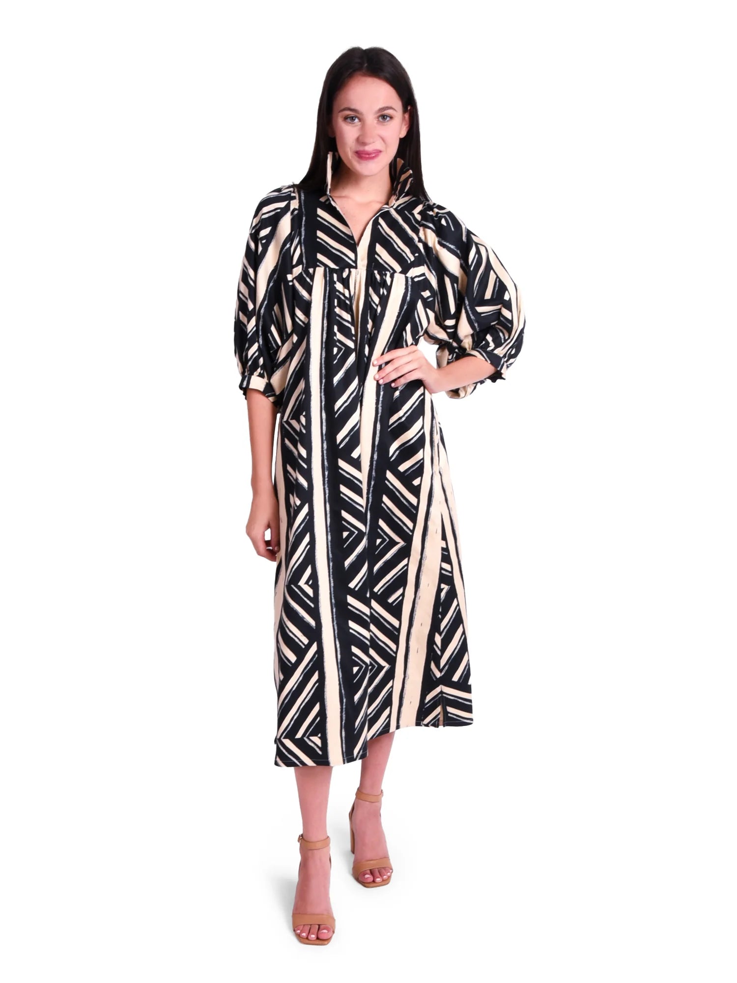 Stella Midi Dress in Plaid Noir