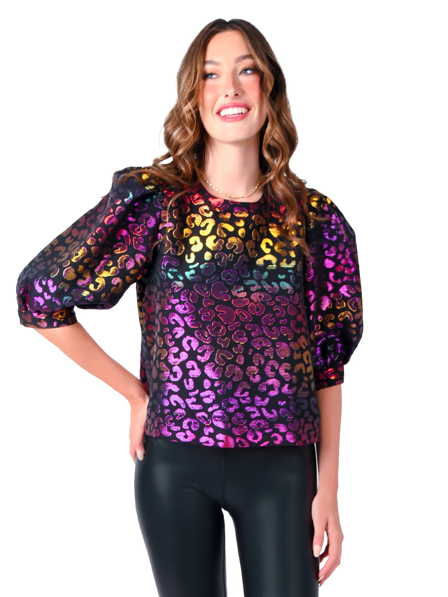 Bella Top in Gold Jacquard Cheetah