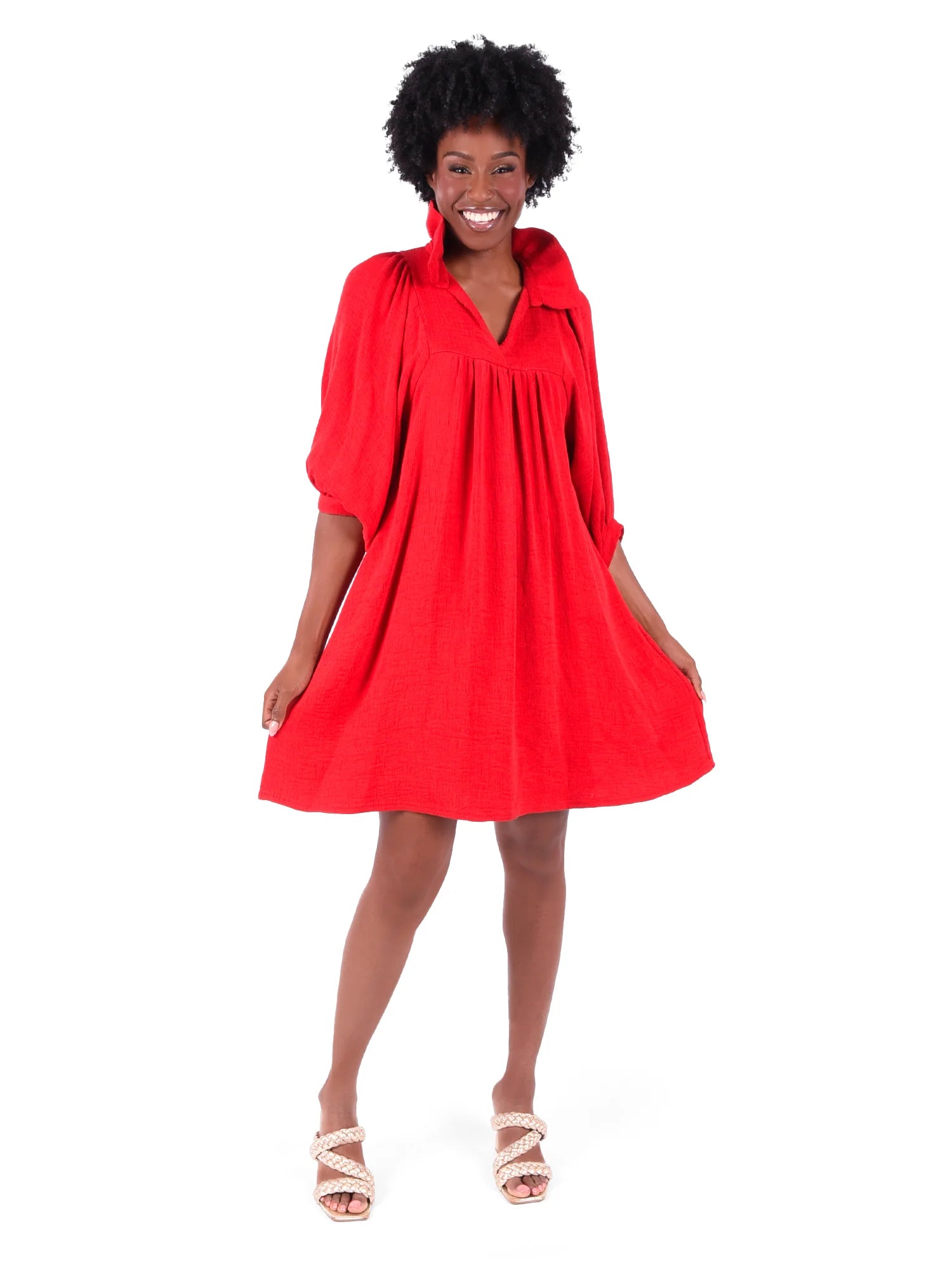 Stella Dress in Cranberry Crinkle