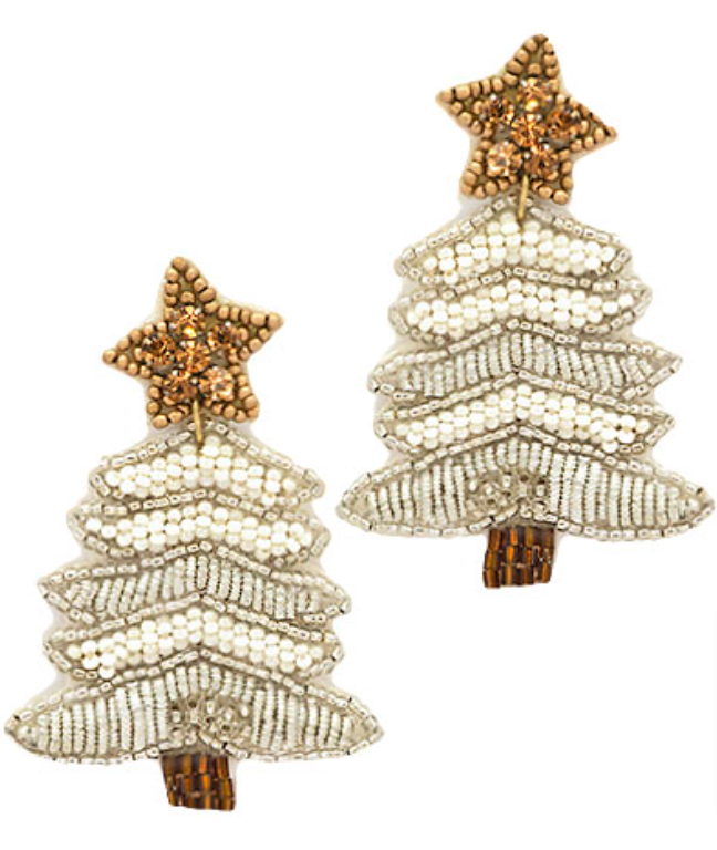 Beaded Christmas Tree Earrings