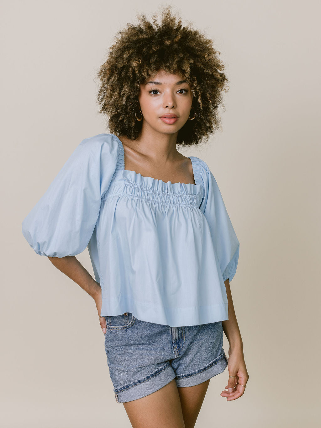 Bella Blouse in Light Blue
