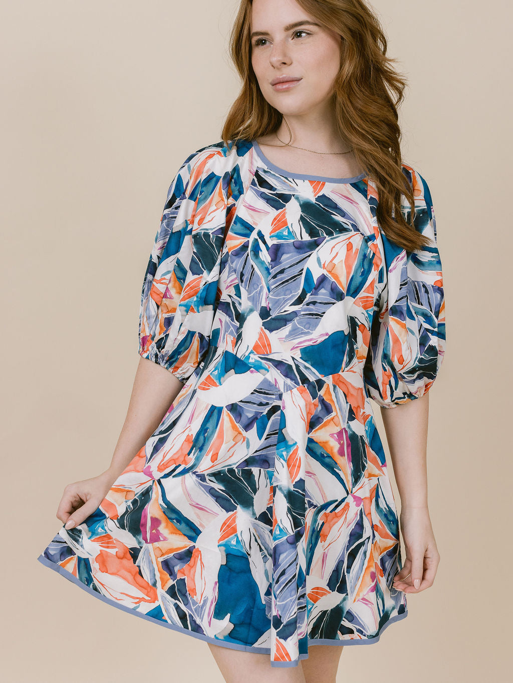 Juliette Dress in Blue Watercolor
