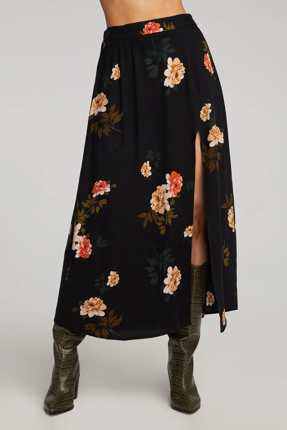 Narissa Maxi Skirt in Rosy Night Floral