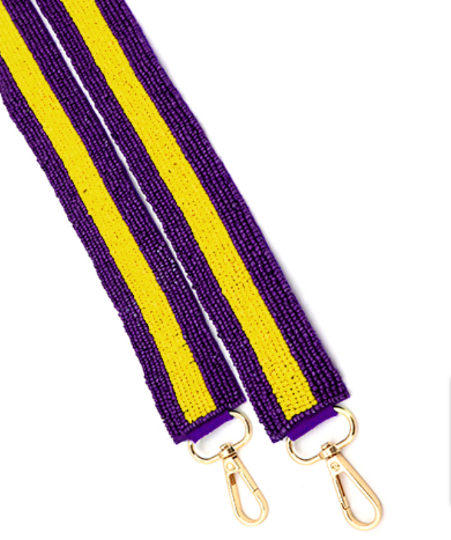 Purple and Gold Beaded Bag Strap