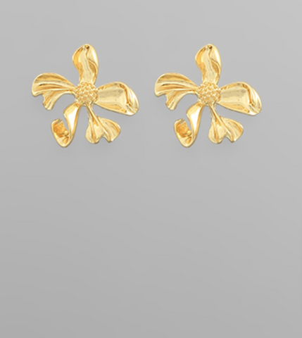 Gold Metallic Heart Earrings