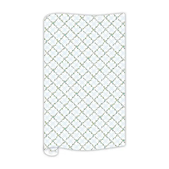 Blue Rosebud Trellis Gift Wrap