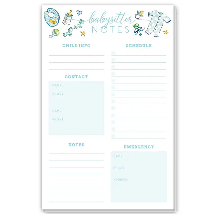 Babysitter Note Pad