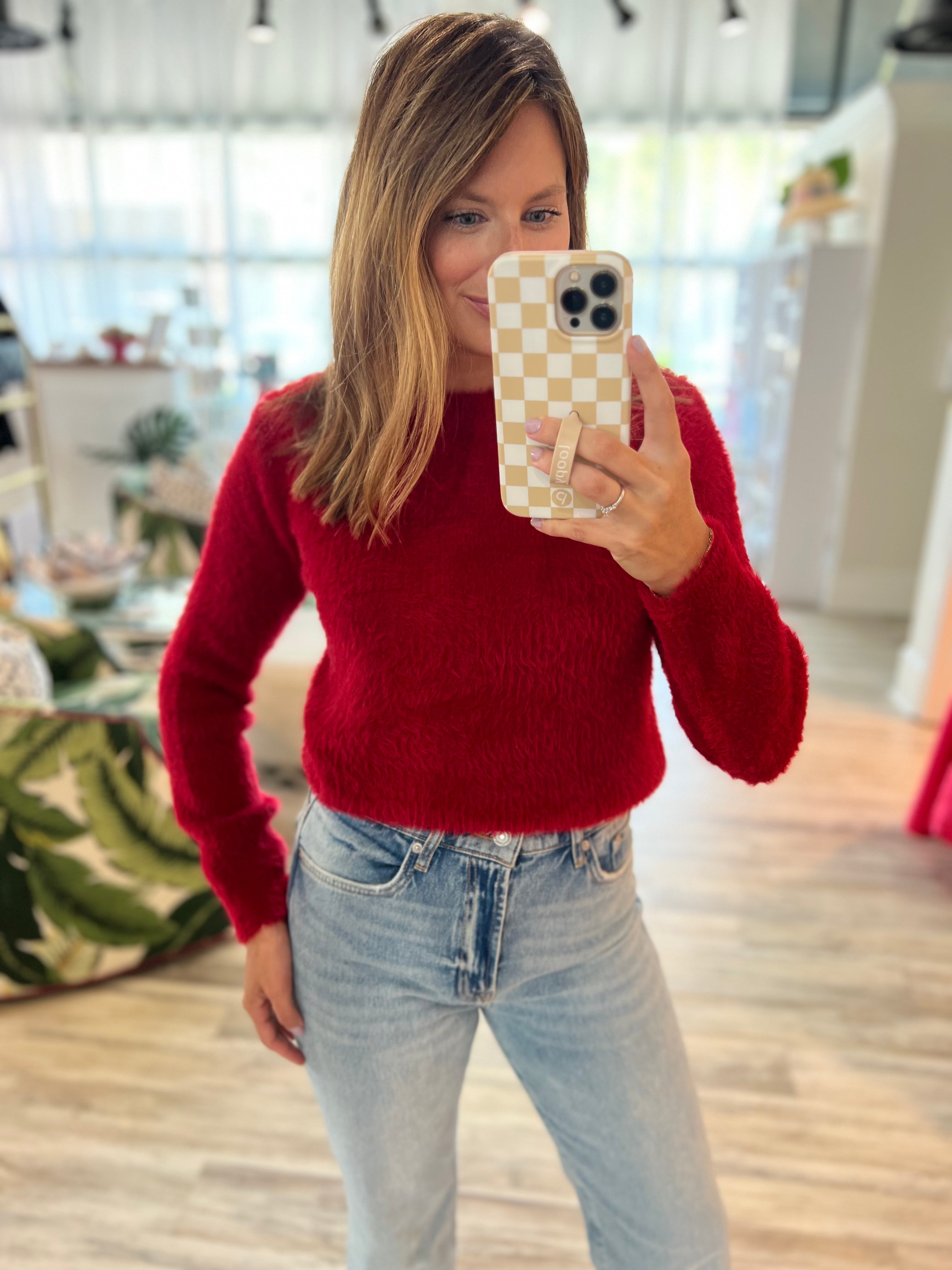 Fuzzy Red Sweater