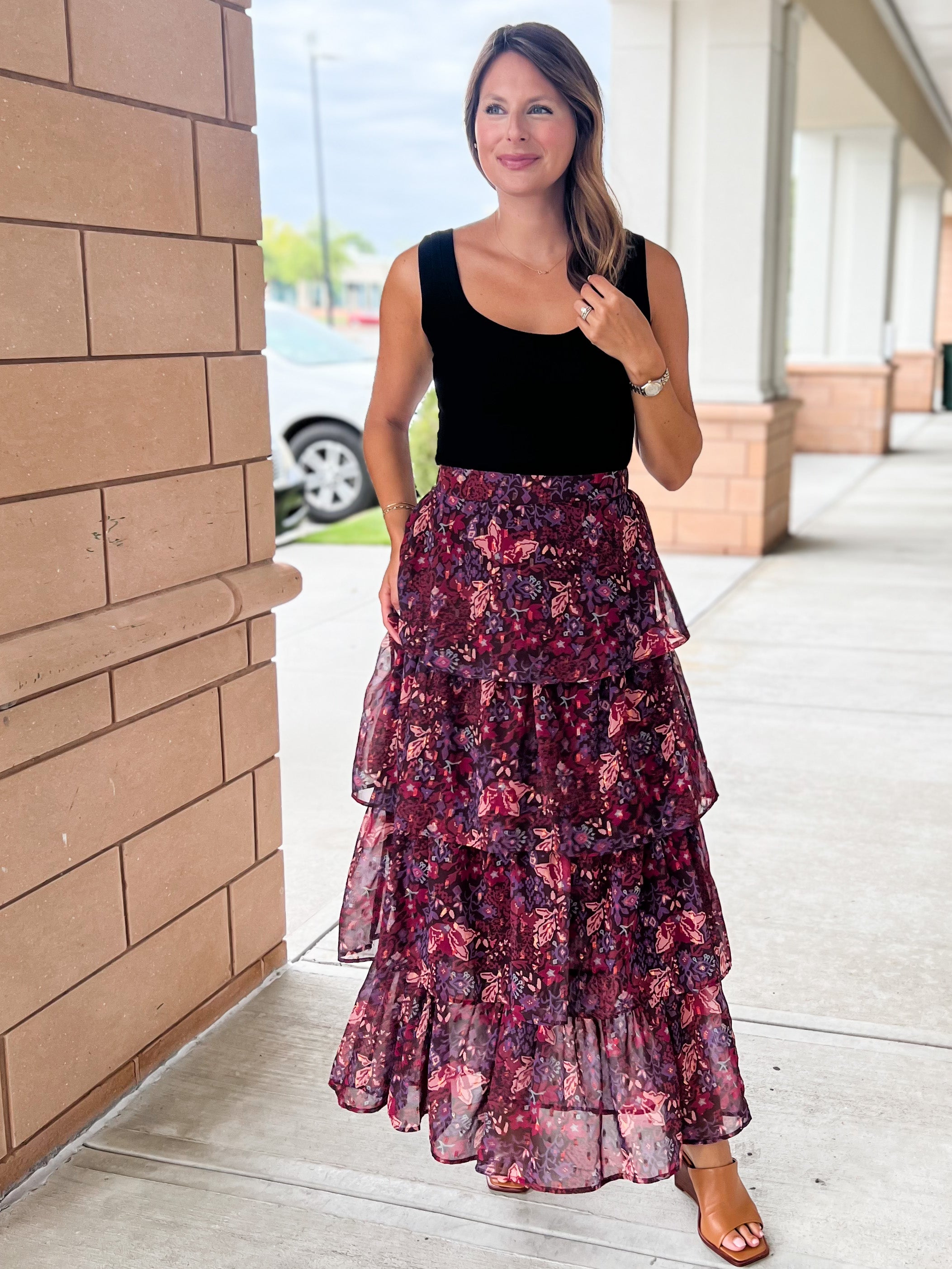 Natalia Maxi Skirt in Midnight Floral