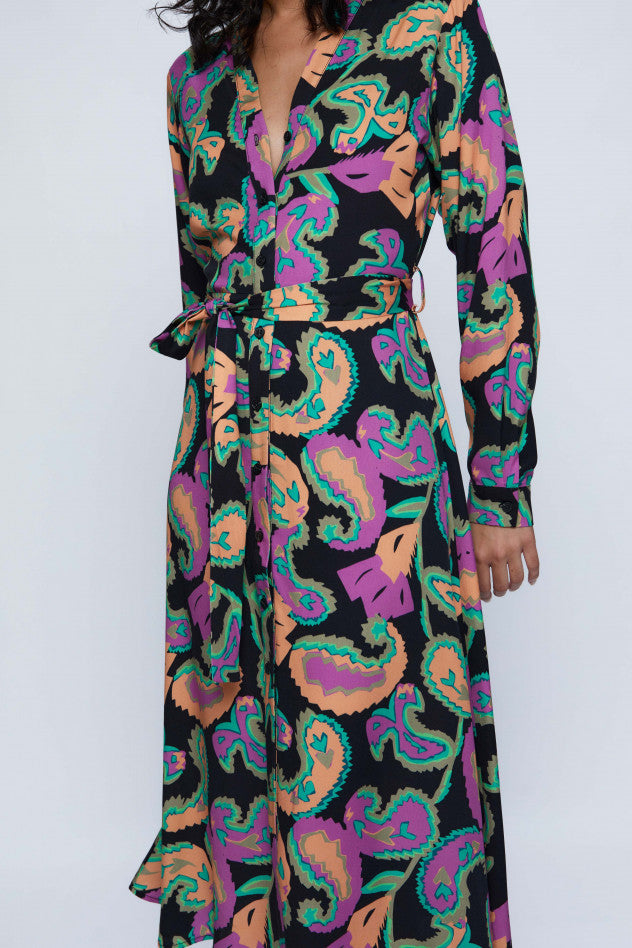 Paisley Midi Shirt Dress