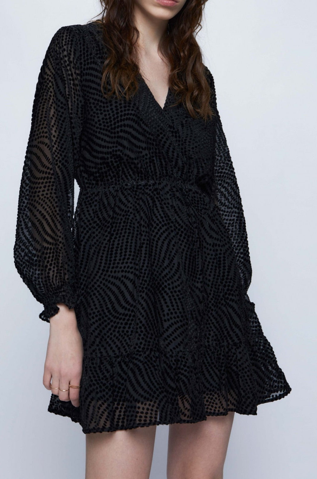 Devoré Velvet Abstract Wrap Dress