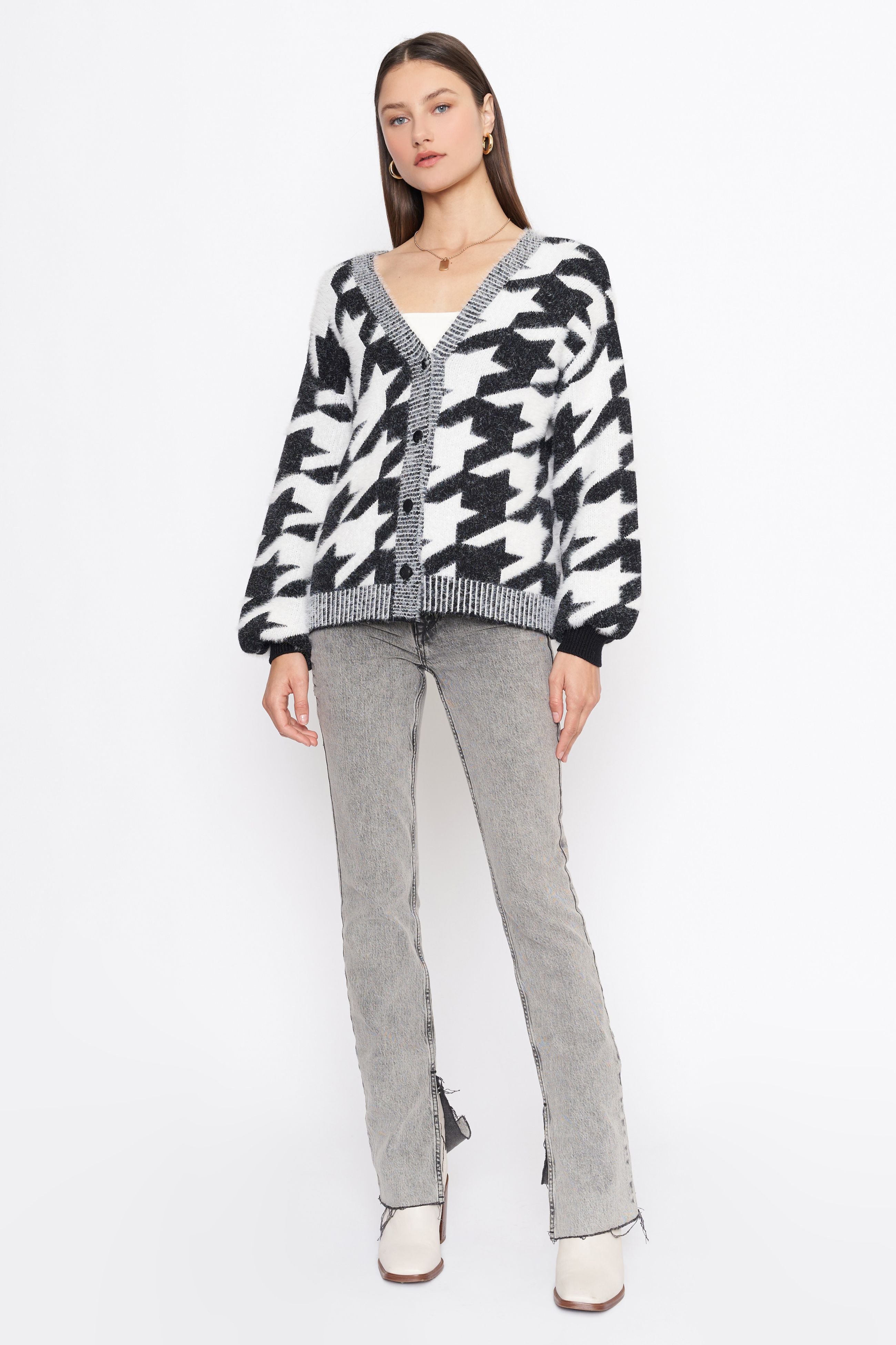 Alana Houndstooth Cardi