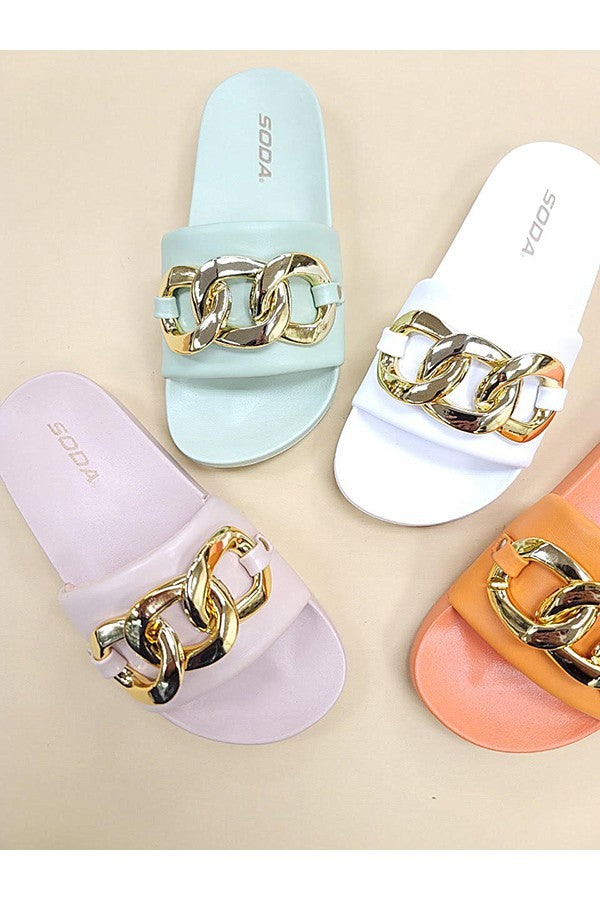 Chain Link Slide in White