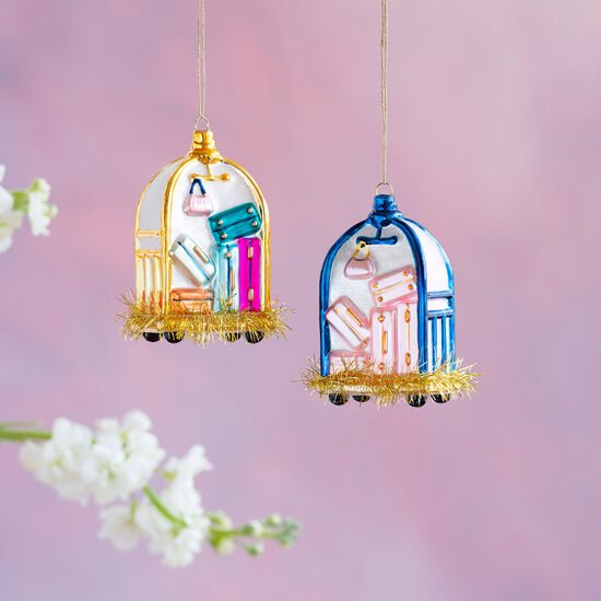 Luggage Cart Glass Ornament