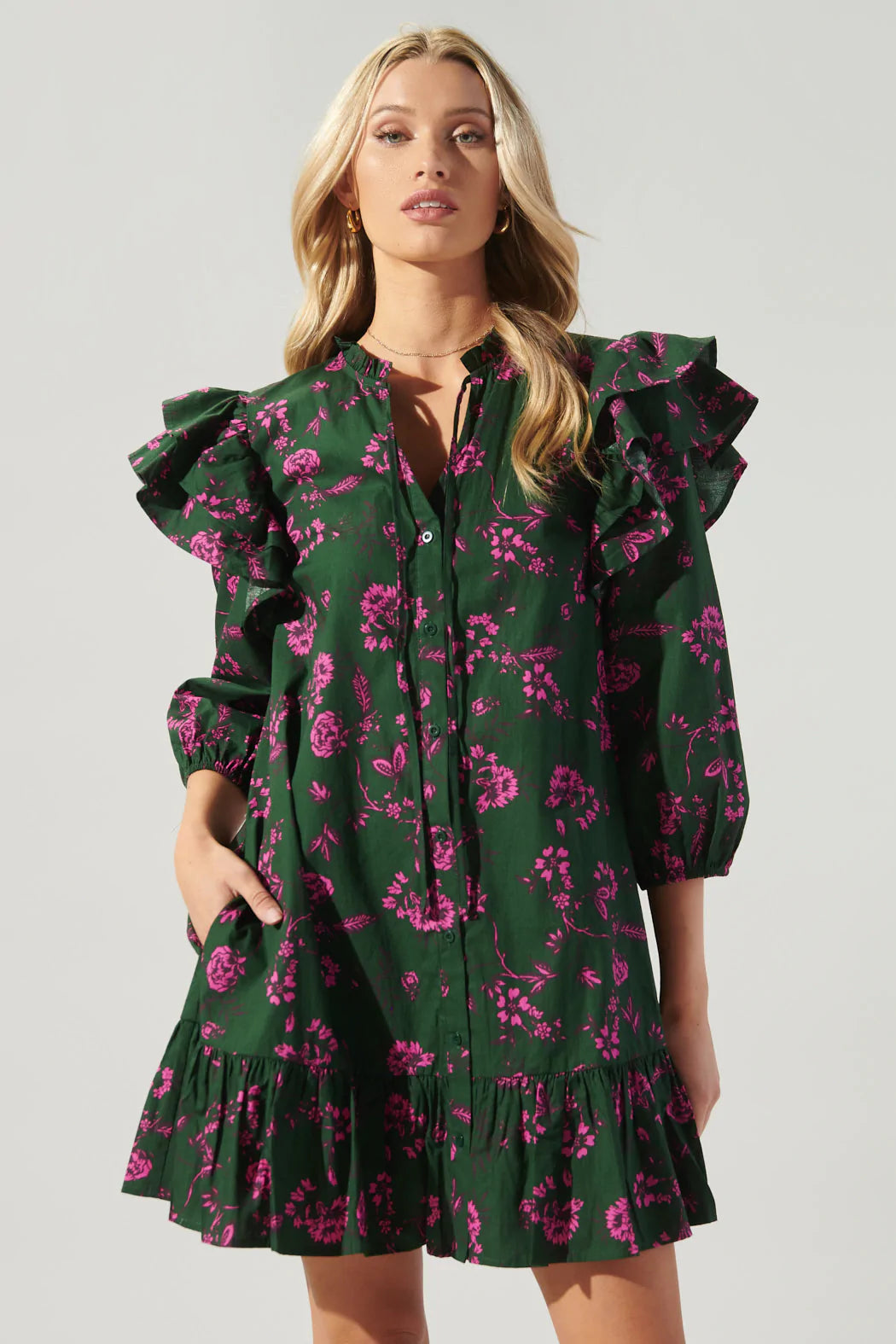 Forest Flower Ruffle Dress