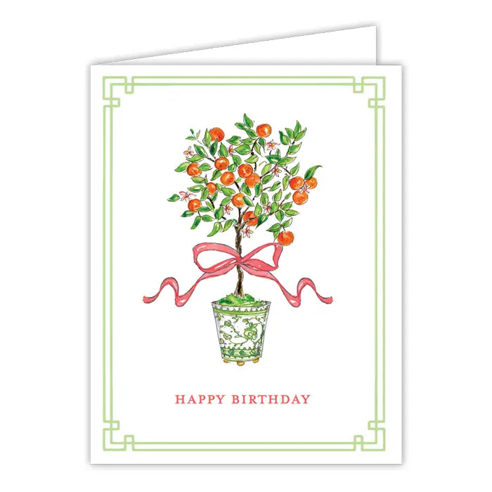 Happy Birthday Orange Chinoiserie Card