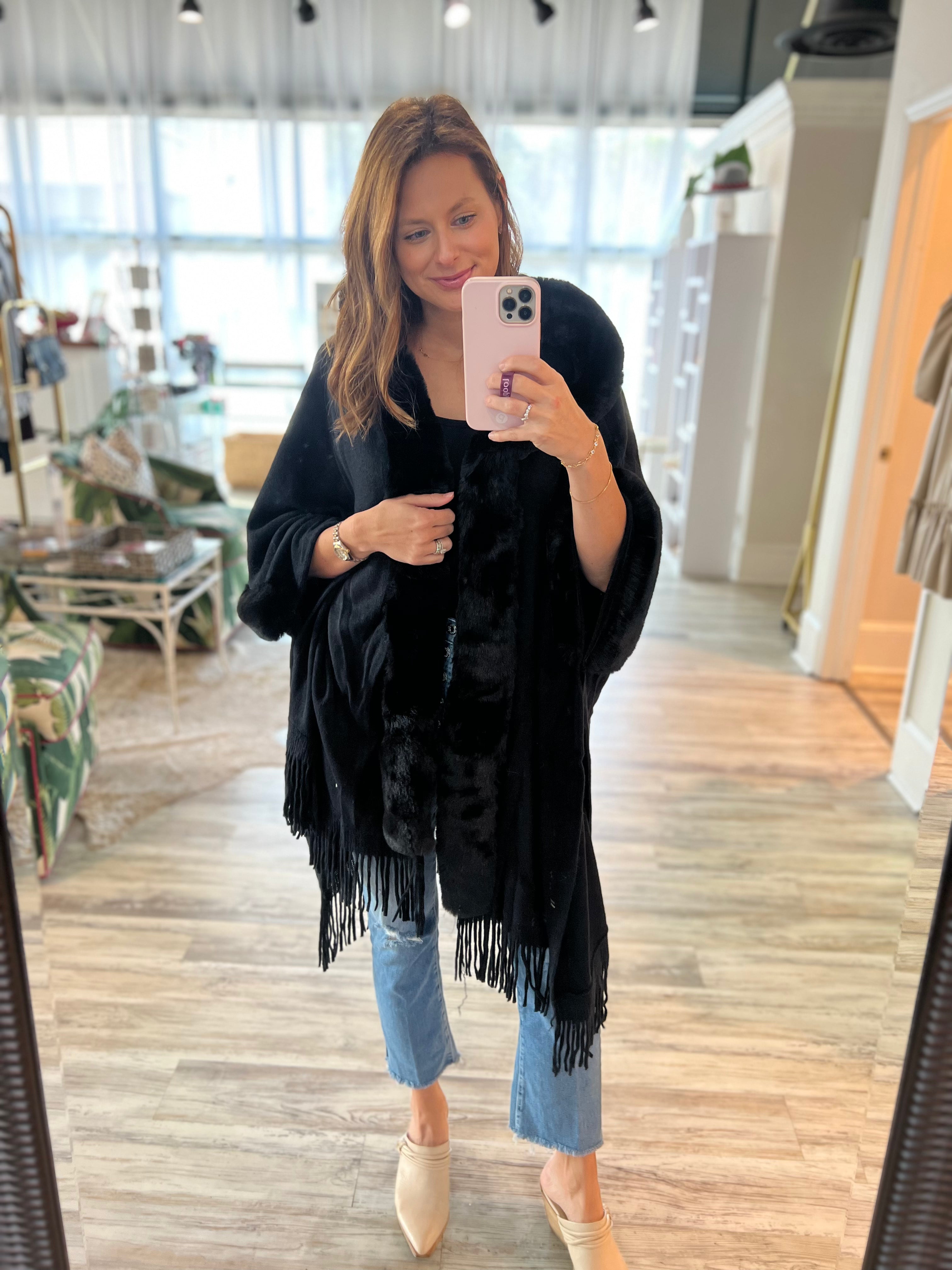 Hooded Fringe Cape