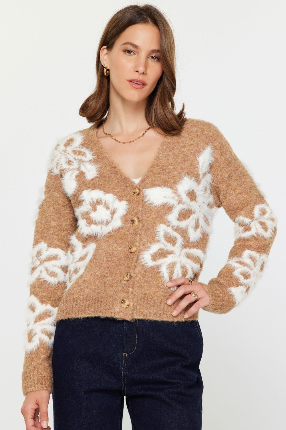 Floral Fuzzy Cardigan – ZIA Boutique