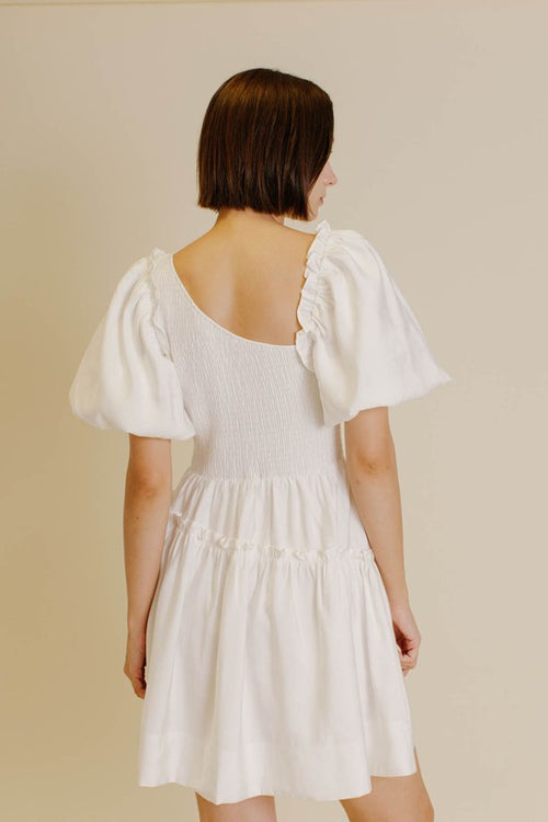 Asymmetrical Smocked Mini Dress