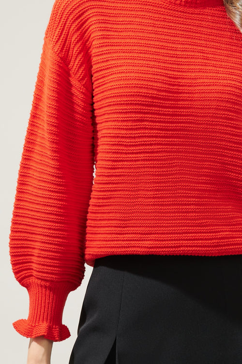 Vee Ruffle Cuff Sweater