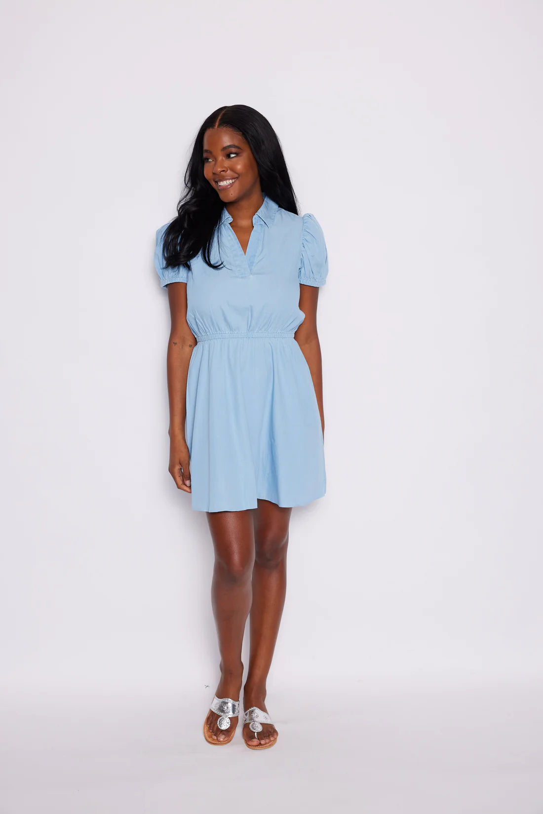 Short sleeve chambray clearance dress