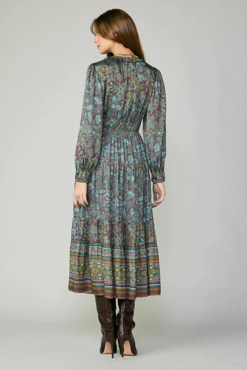Border Floral Midi Dress