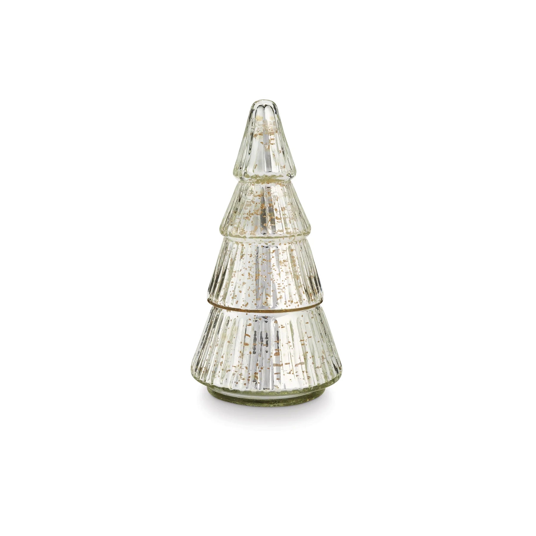Balsam and Cedar Etched Mercury Glass Tree Candle