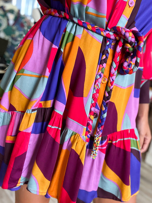 Mosaic Braided Sash Dress