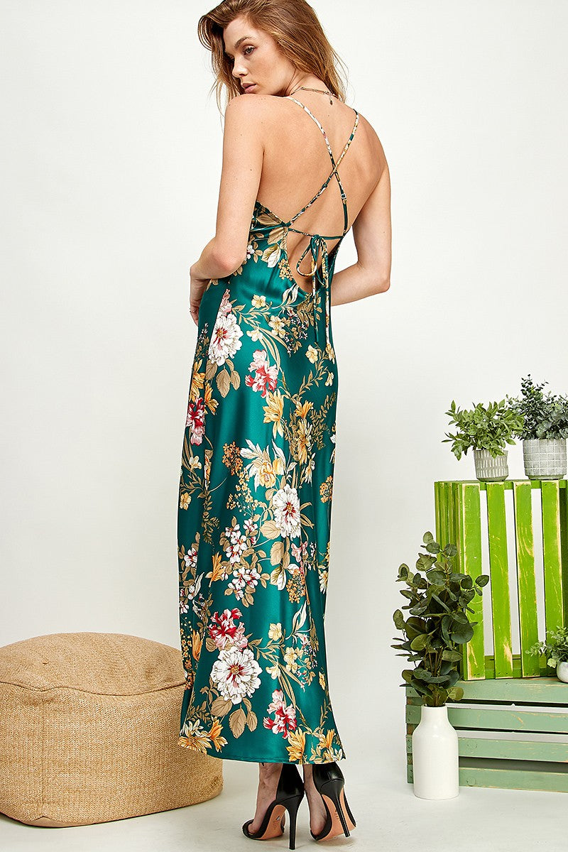Emerald Florals Midi Dress