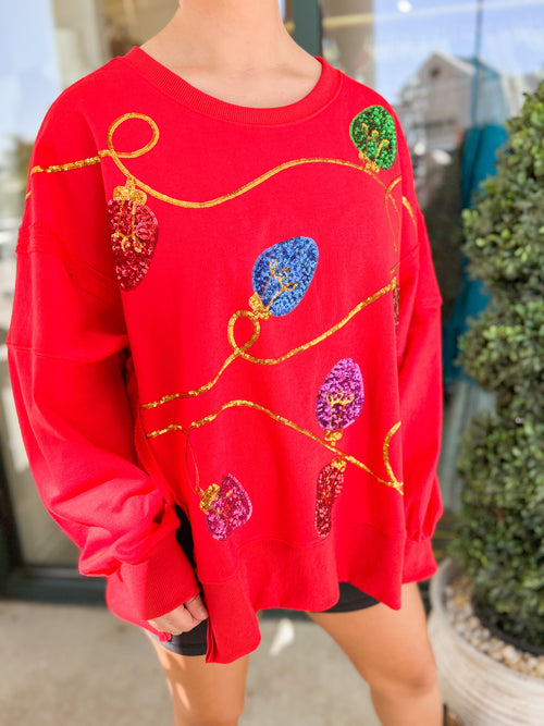 Christmas Lights Sequin Sweater