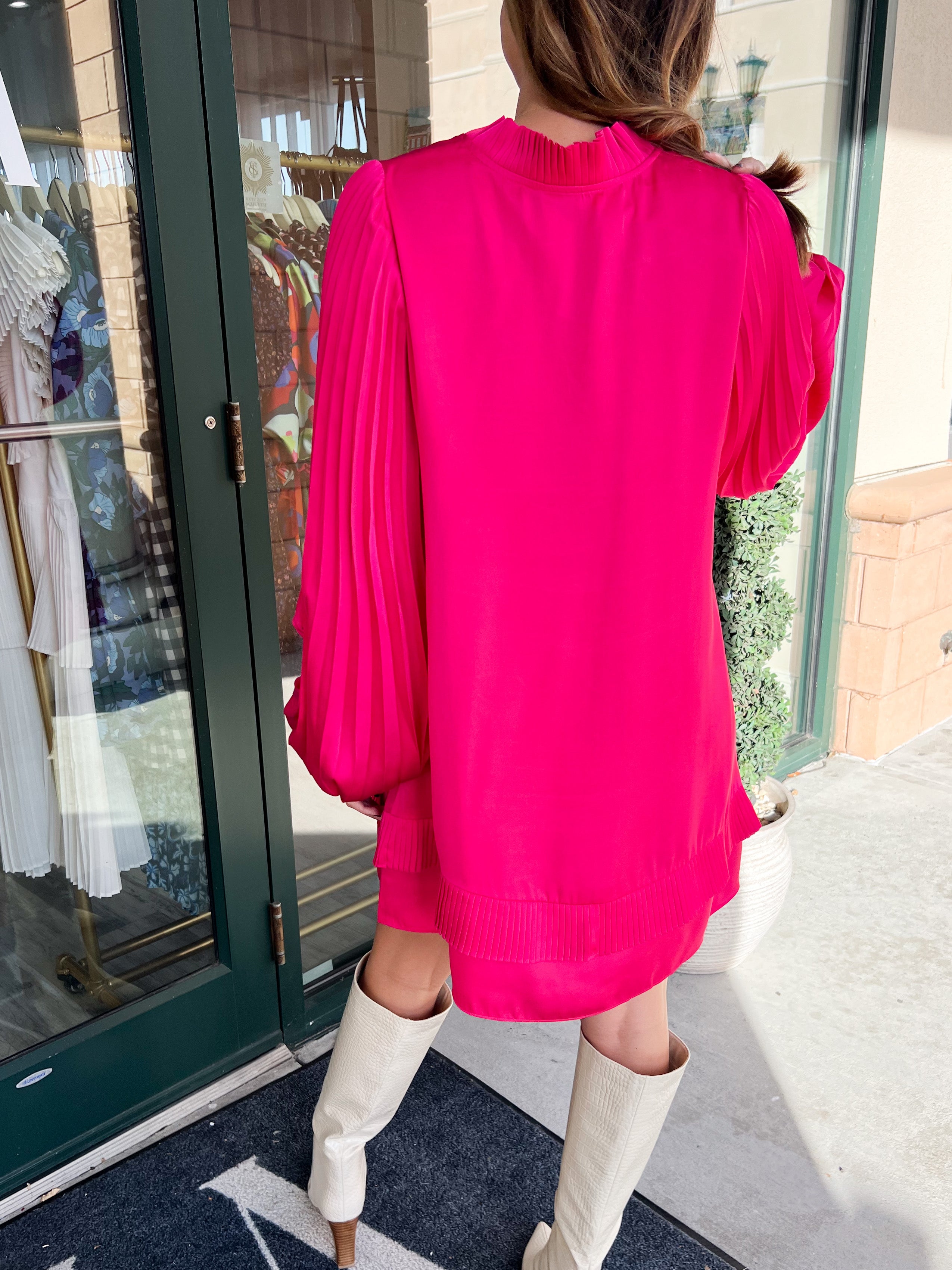 Liza Dress in Neon Pink