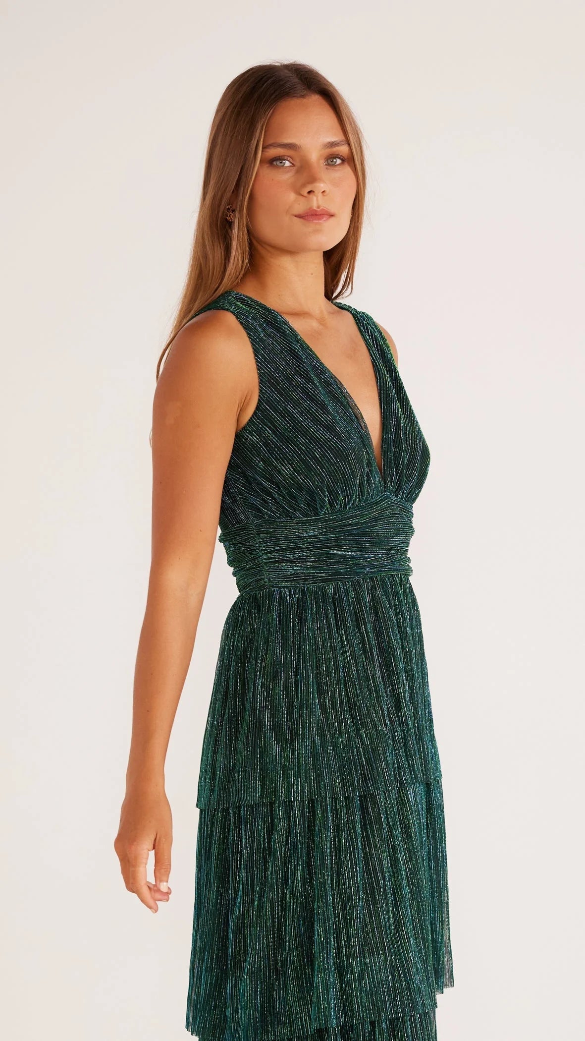 Emerald Plisse Gown
