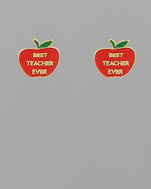 Best Teacher Apple Earrings