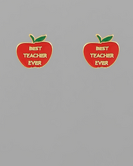 Best Teacher Apple Earrings